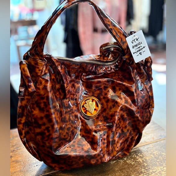 Vintage GUCCI Hysteria Bag Large Tortoise Glossy Boho Handbag - Picture 1 of 13